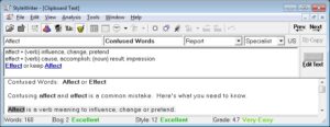 Confused Words: Affect or Effect by Software for Writers